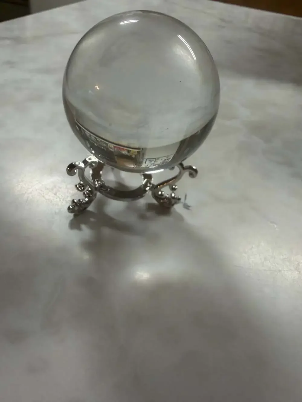 3D Laser-Engraved Tree of Life Glass Paperweight with Silver Tone Stand